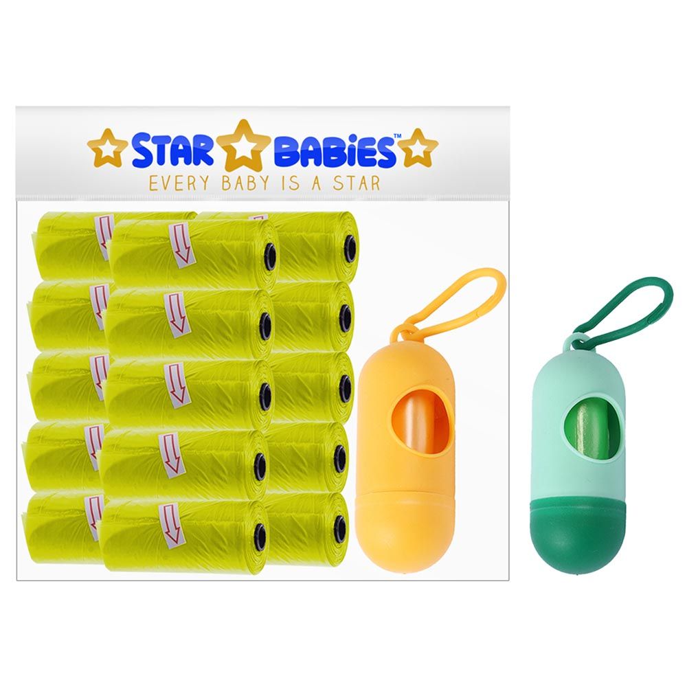 Star Babies Scented Bag Pack of 15/225 Bags Yellow & Assorted Dispenser