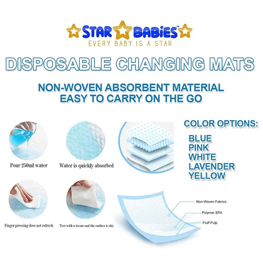 Star Babies - Disposable Changing Mat 10pcs & Disposable Towel 3pcs & Bibs 10pcs - Lavender