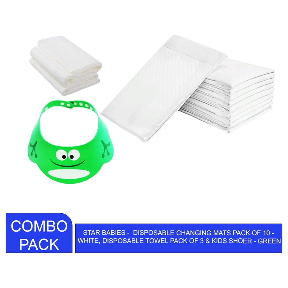 Star Babies - Changing Mat 10pcs & Disposable Towel 3pcs & Knee Pad 3Pair - White