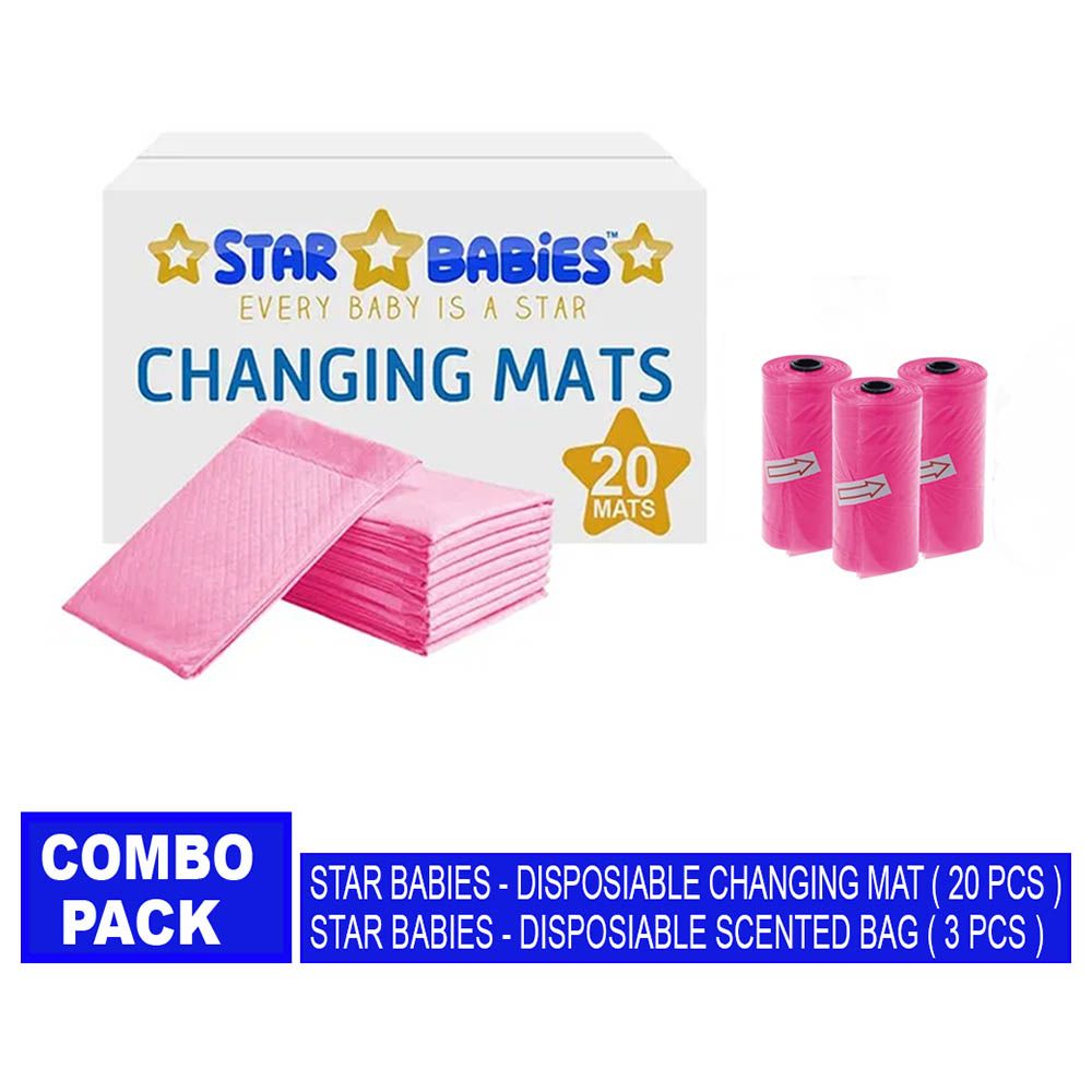 Star Babies - Changing Mat 20pcs & Scented Bag 3pcs - Pink