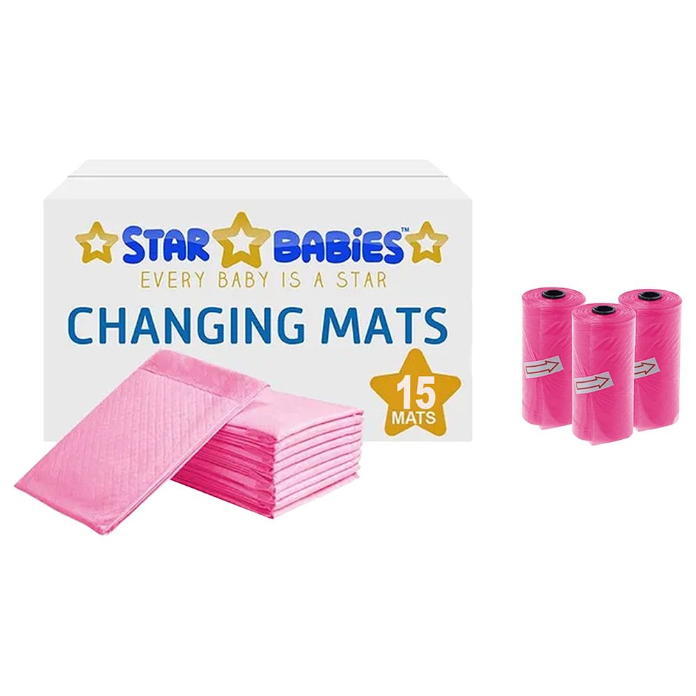 Star Babies - Changing Mat 15pcs & Scented Bag 3pcs - Pink