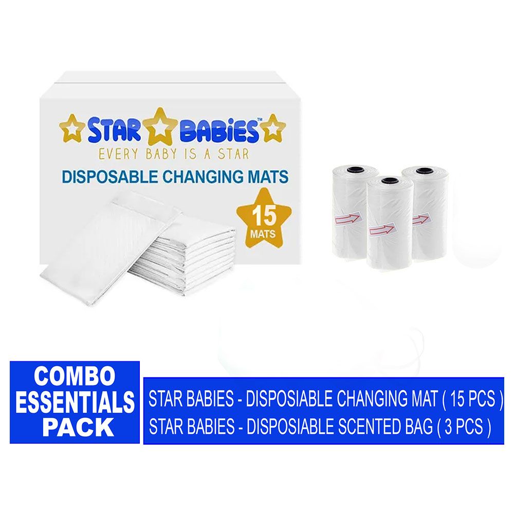 Star Babies - Changing Mat 15pcs & Scented Bag 3pcs - White