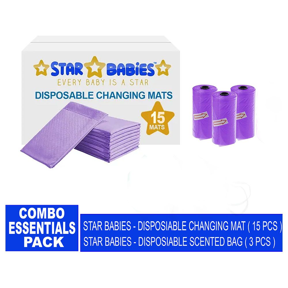 Star Babies - Changing Mat 15pcs & Scented Bag 3pcs - Lavender