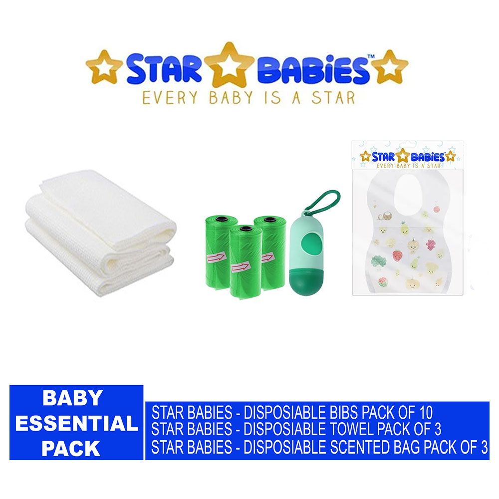 Star Babies - Scented Bag 3pcs & Bibs 10pcs & Towel 3pcs - Green