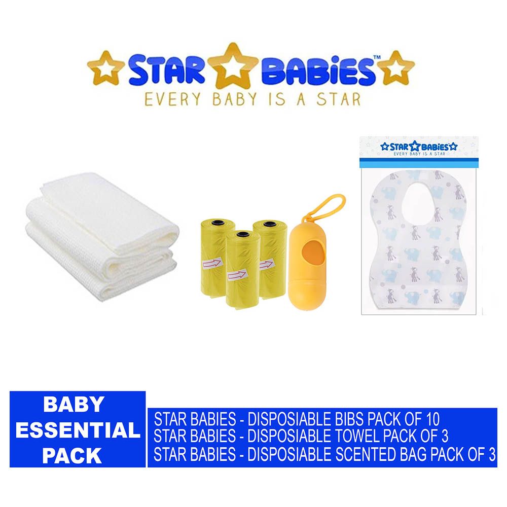 Star Babies - Scented Bag 3pcs & Bibs 10pcs & Towel 3pcs - Yellow