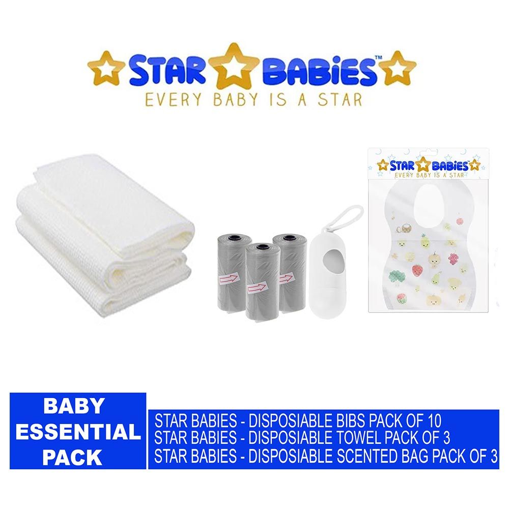 Star Babies - Scented Bag 3pcs & Bibs 10pcs & Towel 3pcs - Grey