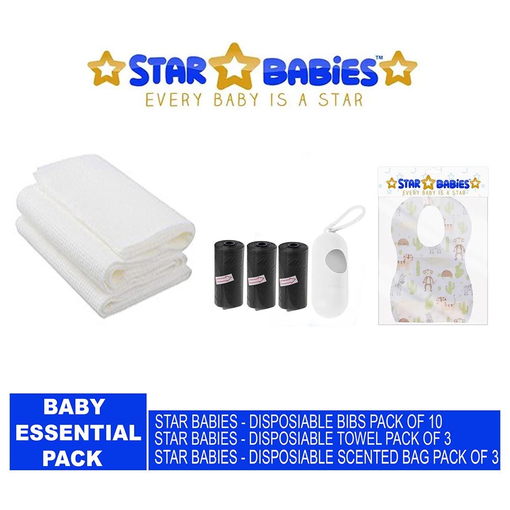 Star Babies - Scented Bag 3pcs & Bibs 10pcs & Towel 3pcs - Black