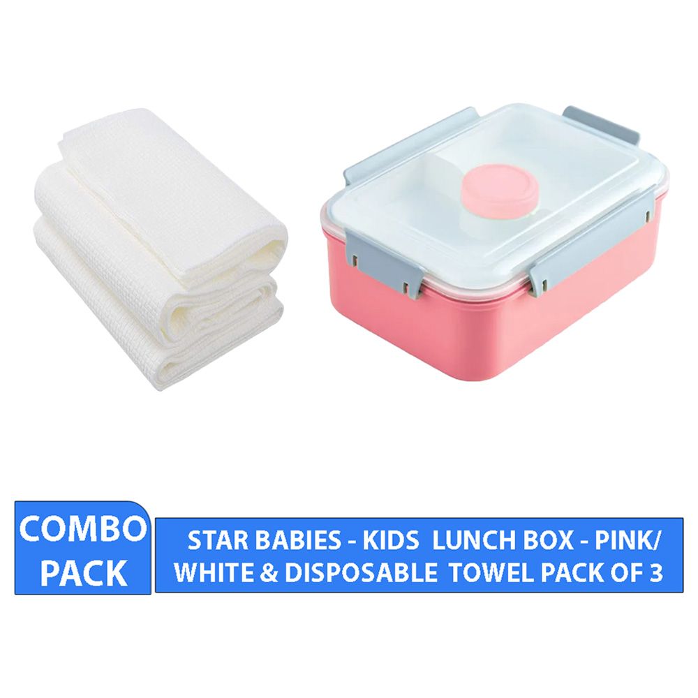 Star Babies - Lunch Box w/ Disposable Towel 3pcs - Pink