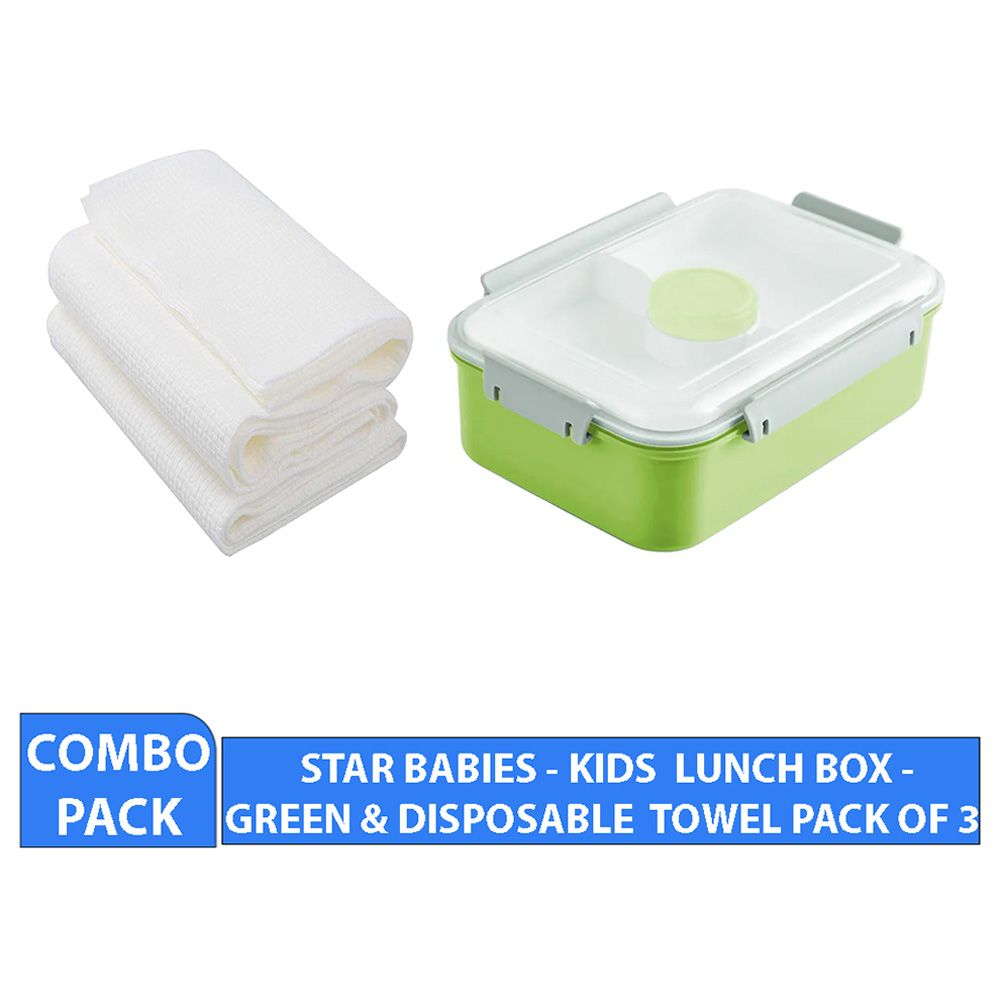 Star Babies - Lunch Box w/ Disposable Towel 3pcs - Green