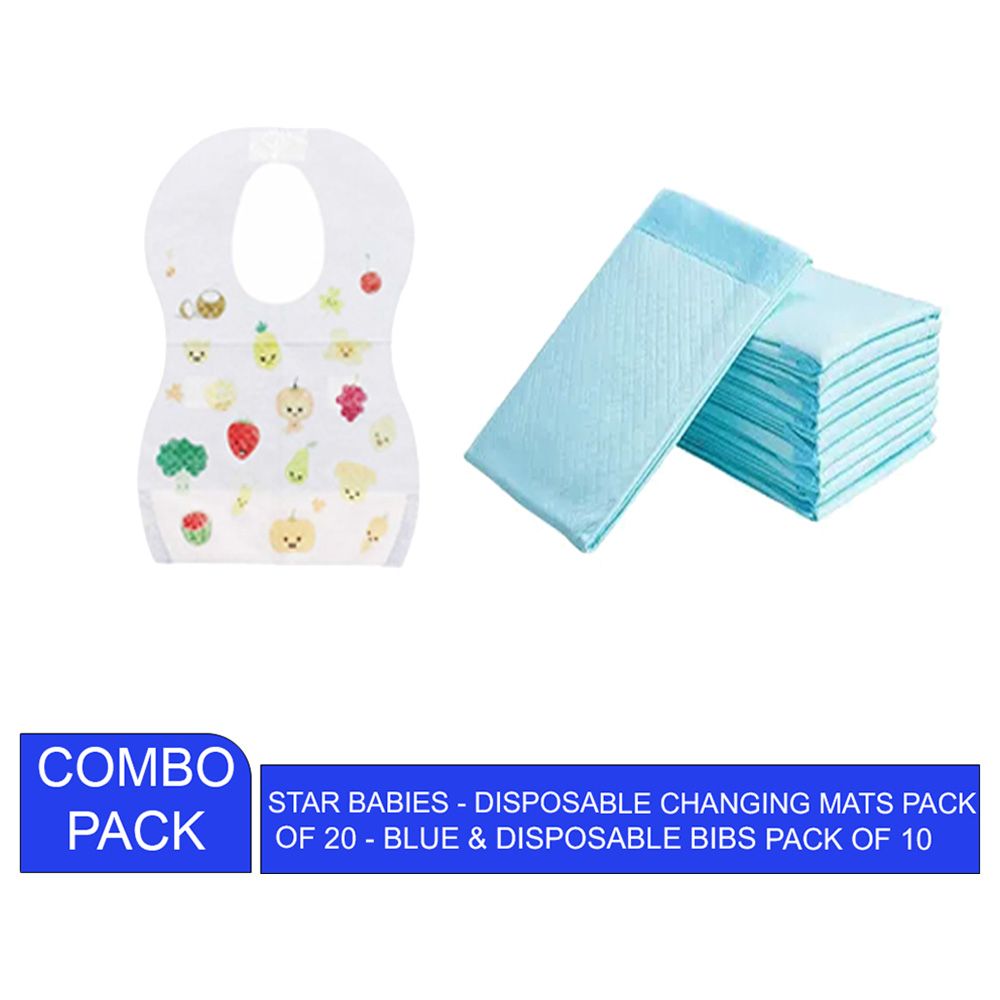 Star Babies - Disposable Changing Mat 20pcs & Disposable Bibs 10pcs