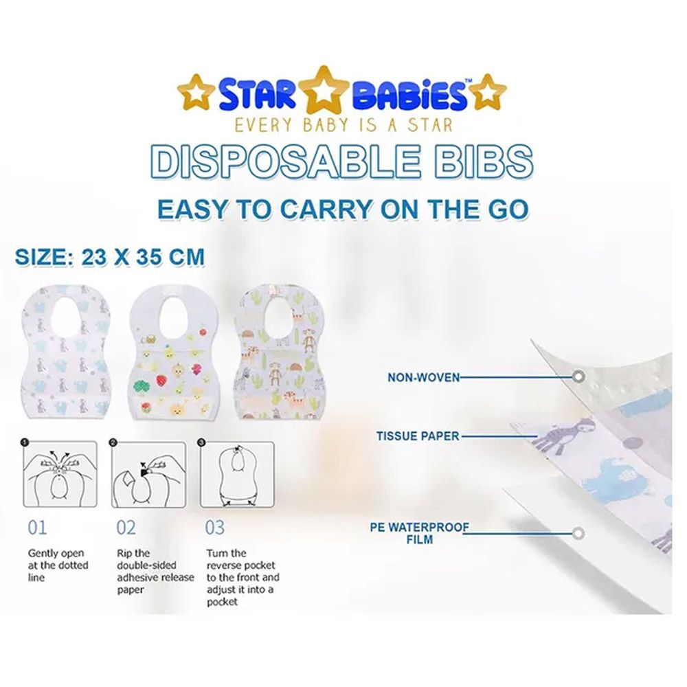 Star Babies - Disposable Changing Mat 20pcs & Disposable Bibs 10pcs