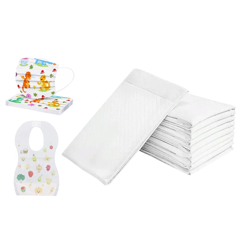 Star Babies - Disposable Changing Mat 20pcs & Disposable Mask 5pcs & Bibs 30pcs