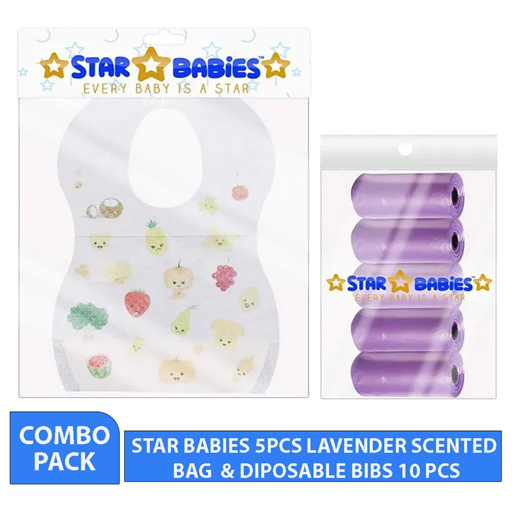 Star Babies - Scented Bag 5pcs & Disposable Bibs 10pcs - Lavender