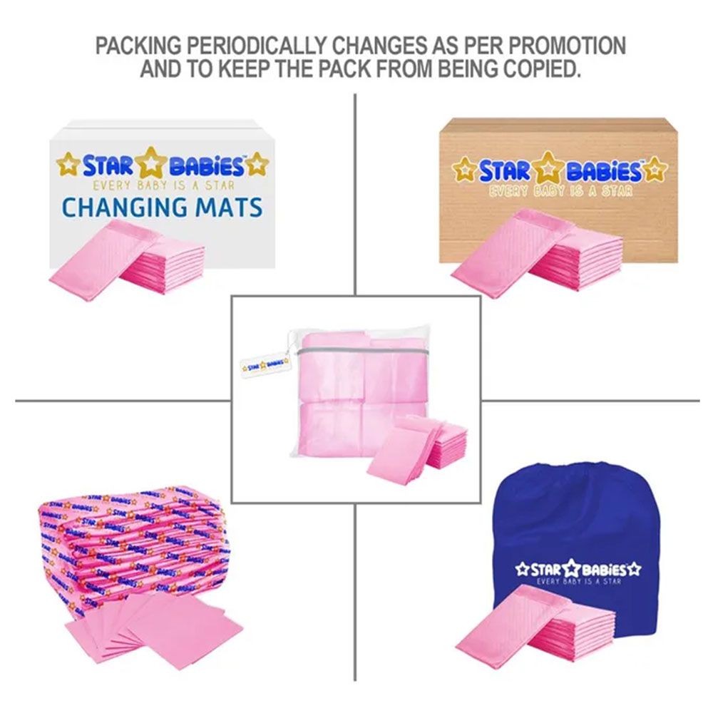 Star Babies - Disposable Changing Mat 80pcs & Scented Bag 10pcss & Bibs 70pcs - Pink