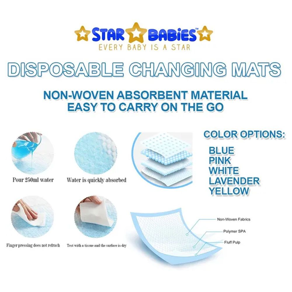 Star Babies - Disposable Changing Mat 80pcs & Scented Bag 10pcss & Bibs 70pcs - Pink