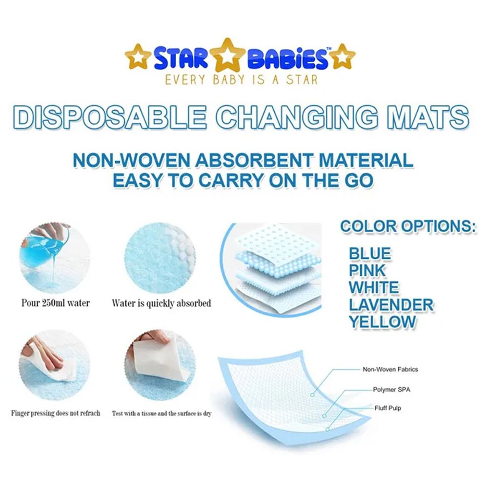 Star Babies - Disposable Changing Mat 80pcs & Scented Bag 10pcss & Bibs 70pcs - Lavender