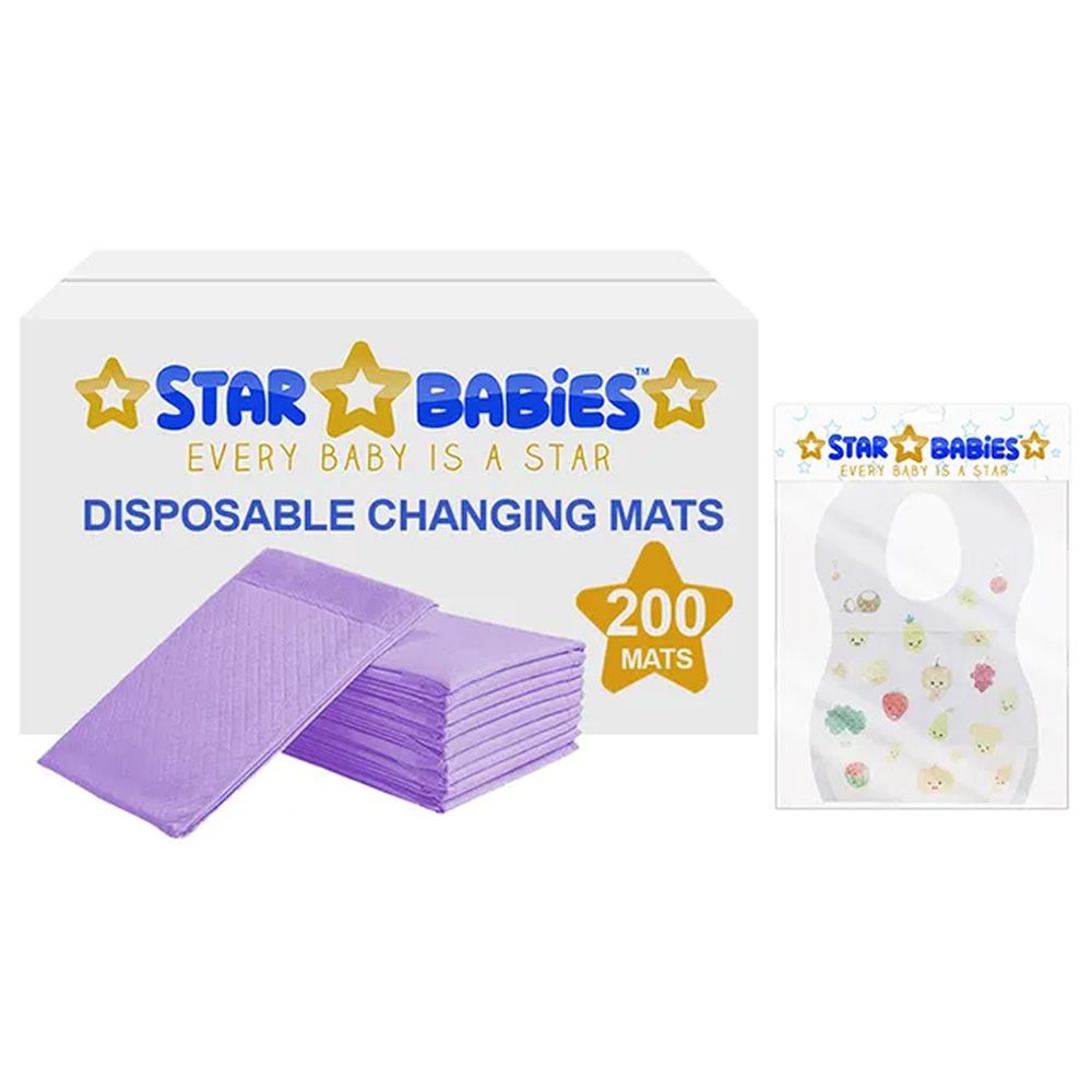 Star Babies - Disposable Changing Mat 200pcs & Disposable Bibs 10pcs