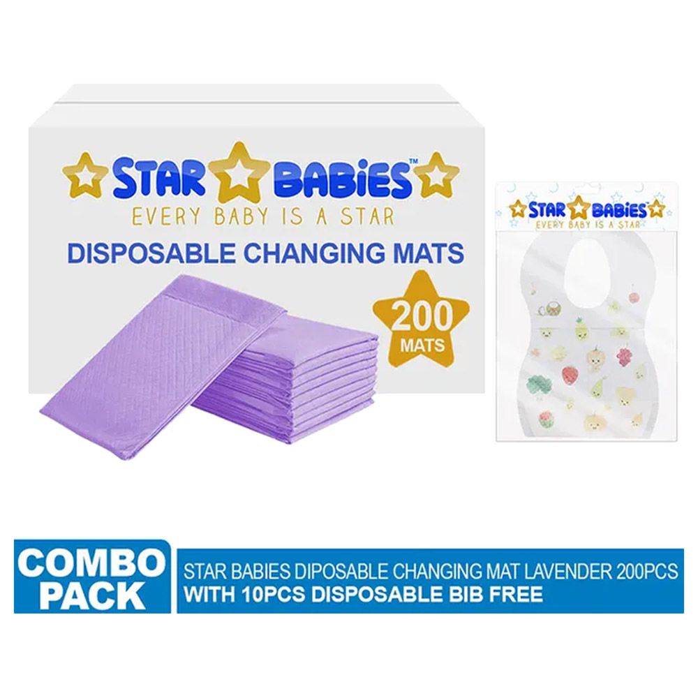 Star Babies - Disposable Changing Mat 200pcs & Disposable Bibs 10pcs