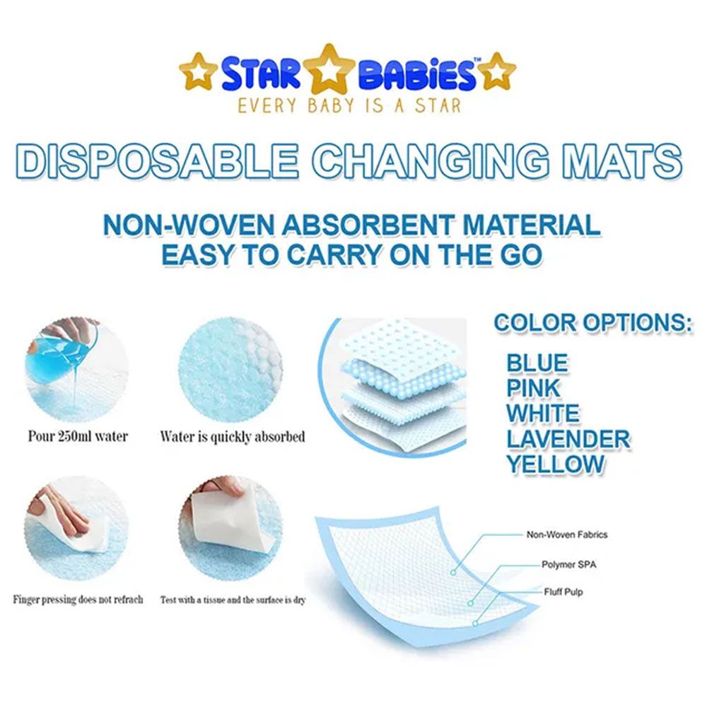 Star Babies - Disposable Changing Mat 200pcs & Disposable Bibs 10pcs