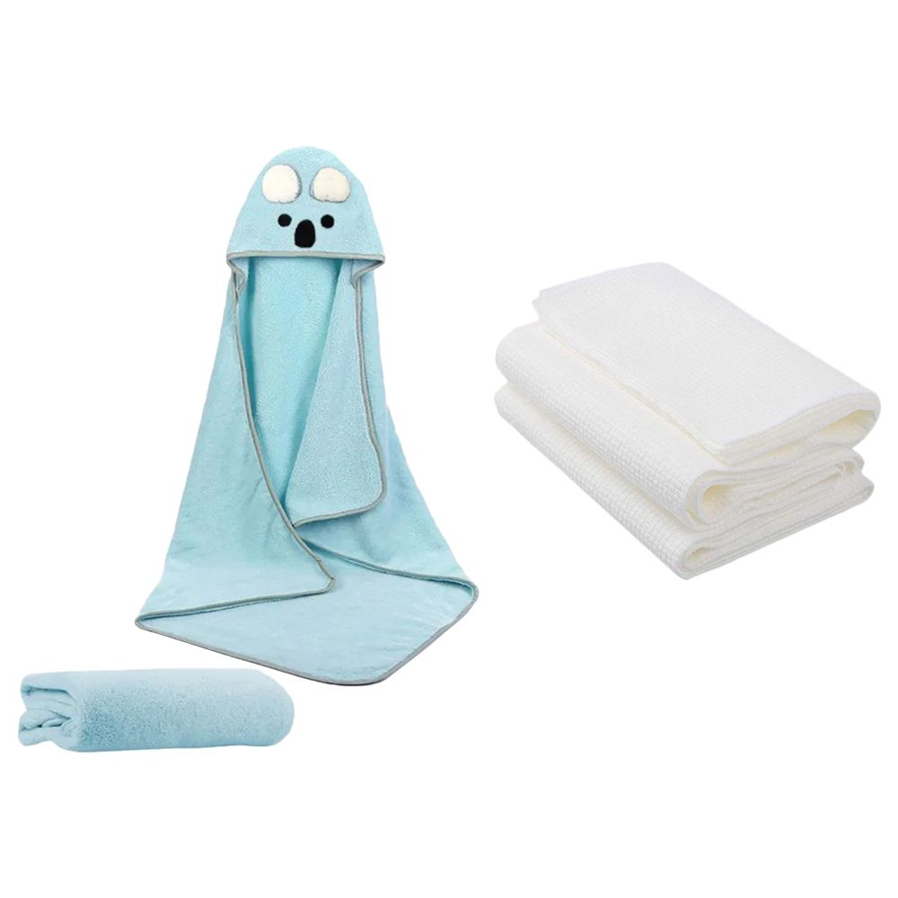 Star Babies - Microfiber Hooded Towel & Disposable Towel 3pcs - Blue