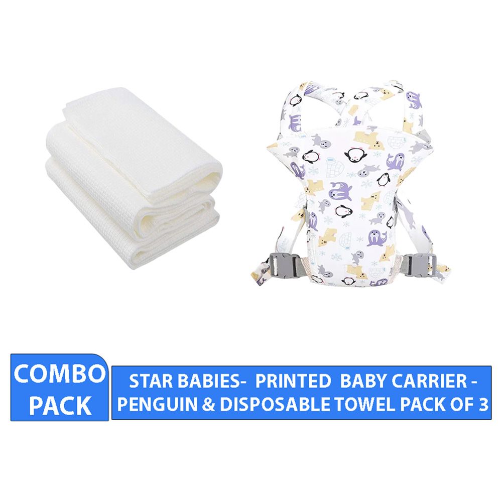 Star Babies - Baby Carrier & Disposable Towel 3pcs - Penguin