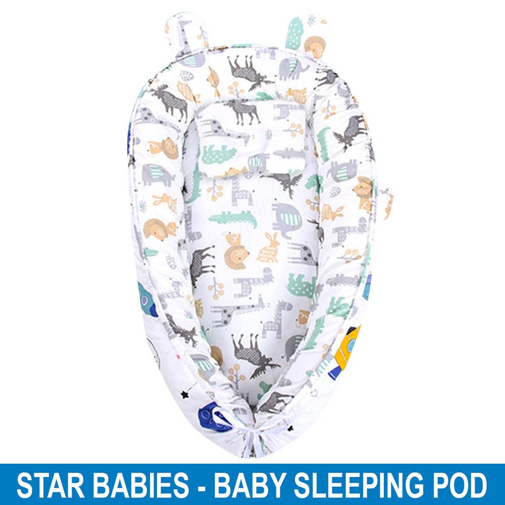 Star Babies - Portable Lounger Sleeping Pod - White Printed