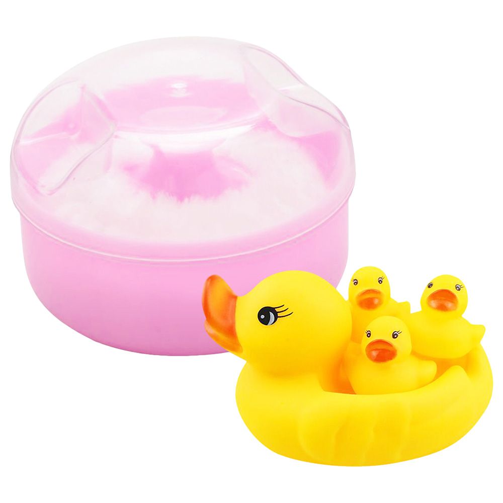 Star Babies - Powder Puff w/ Rubber Duck - Pack Of 2 - Pink/Yellow