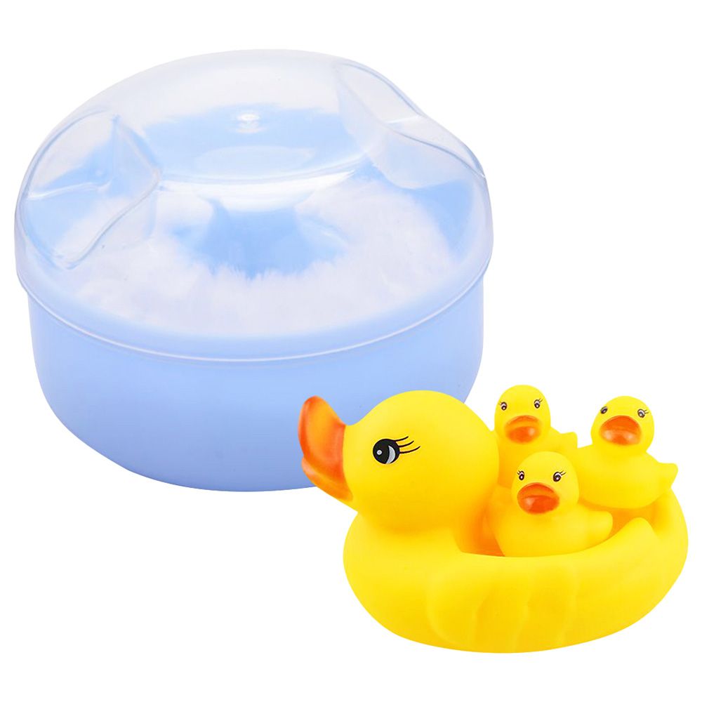 Star Babies - Powder Puff w/ Rubber Duck - Pack Of 2 - Blue/Yellow