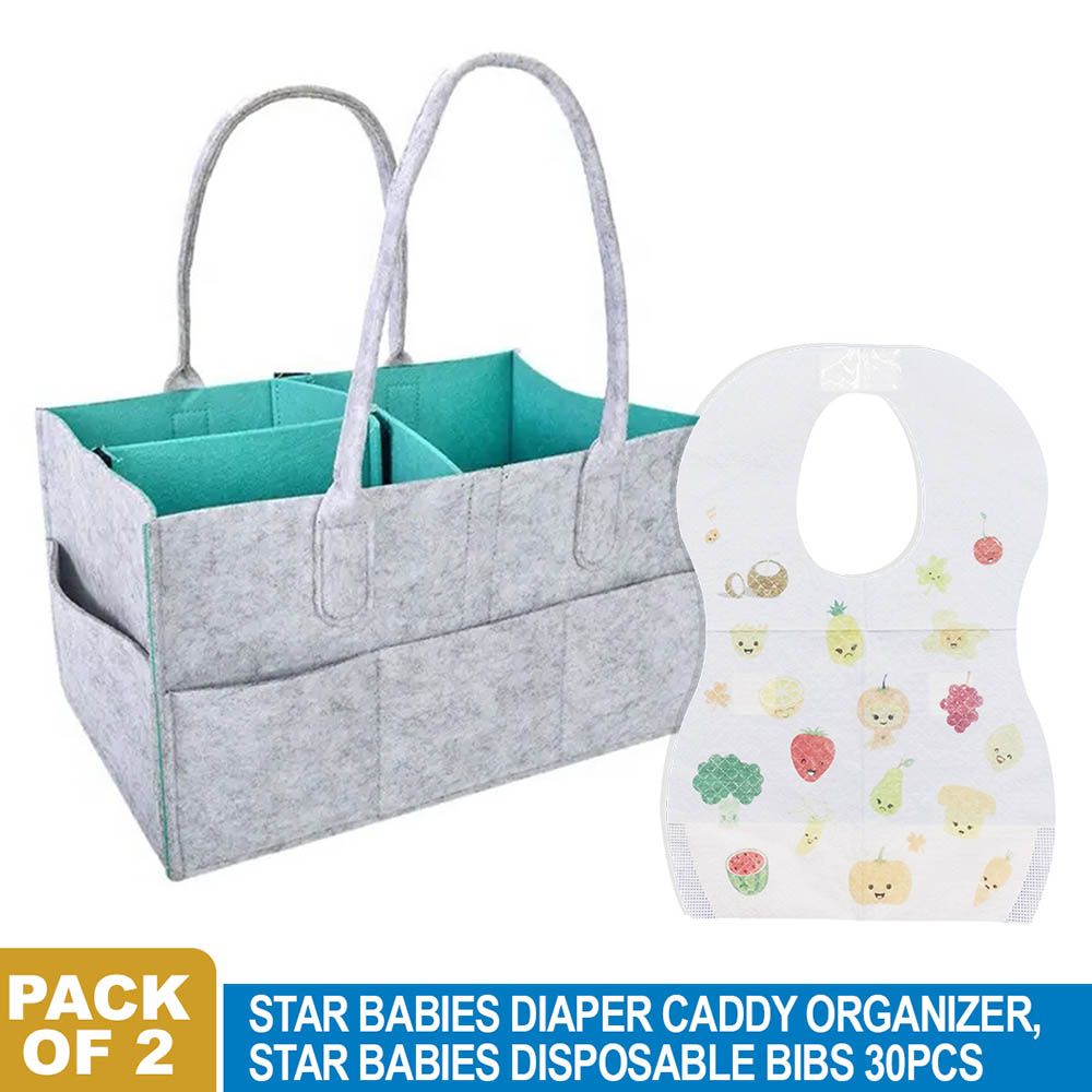 Star Babies - Diaper Caddy Organizer w/ Disposable Bibs - 30pcs - Pack Of 2