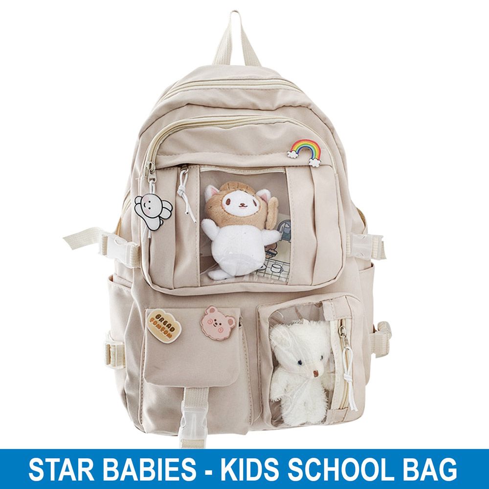 Star Babies - Kids School Bag w/ Toy - Khaki