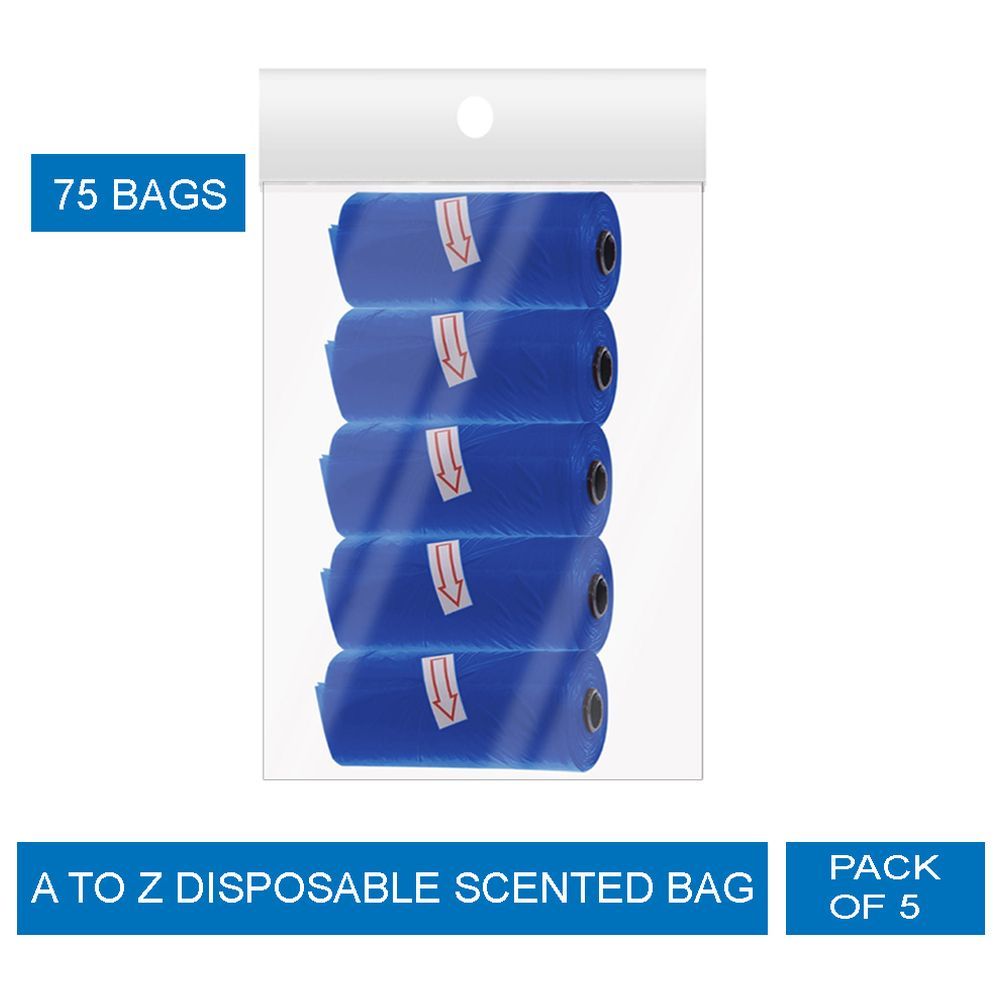 A to Z - Disposable Scented Bag 75pcs - Pack of 5 - Navy Blue