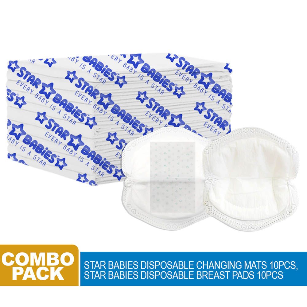 Star Babies - Disposable Changing Mat 10pcs w/ Breast Pad 10pcs