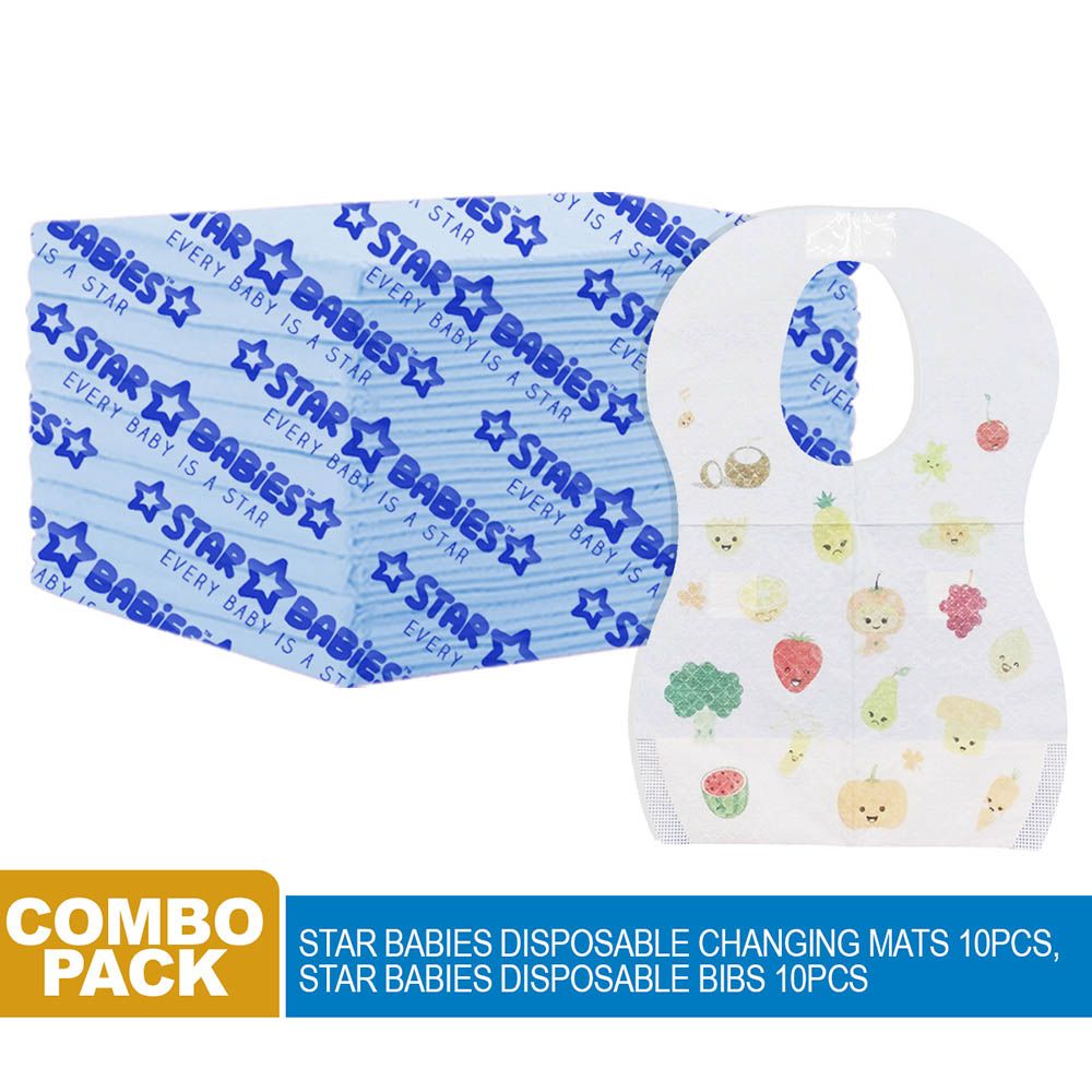 Star Babies - Changing Mat 10pcs w/ Disposable Bibs 10pcs