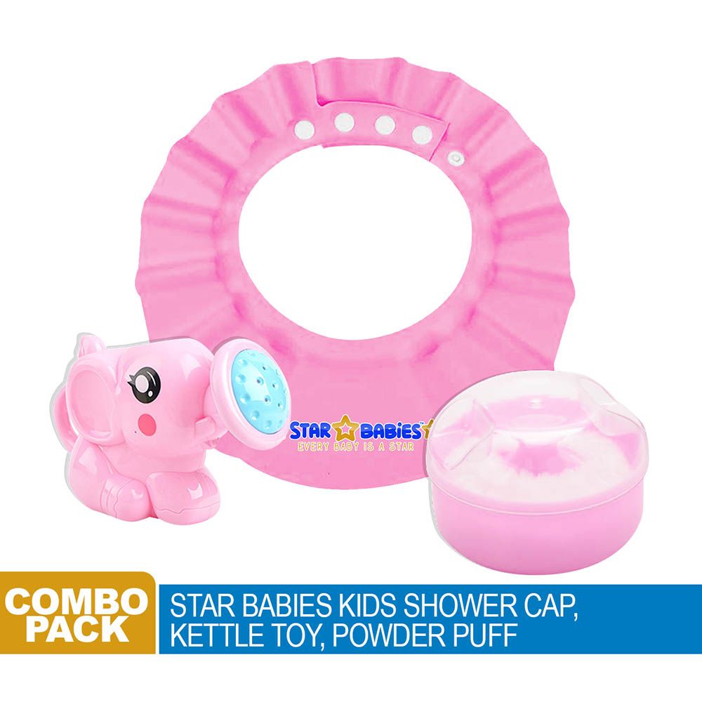 Star Babies - Shower Cap, Kettle Toy & Powder Puff - Pink