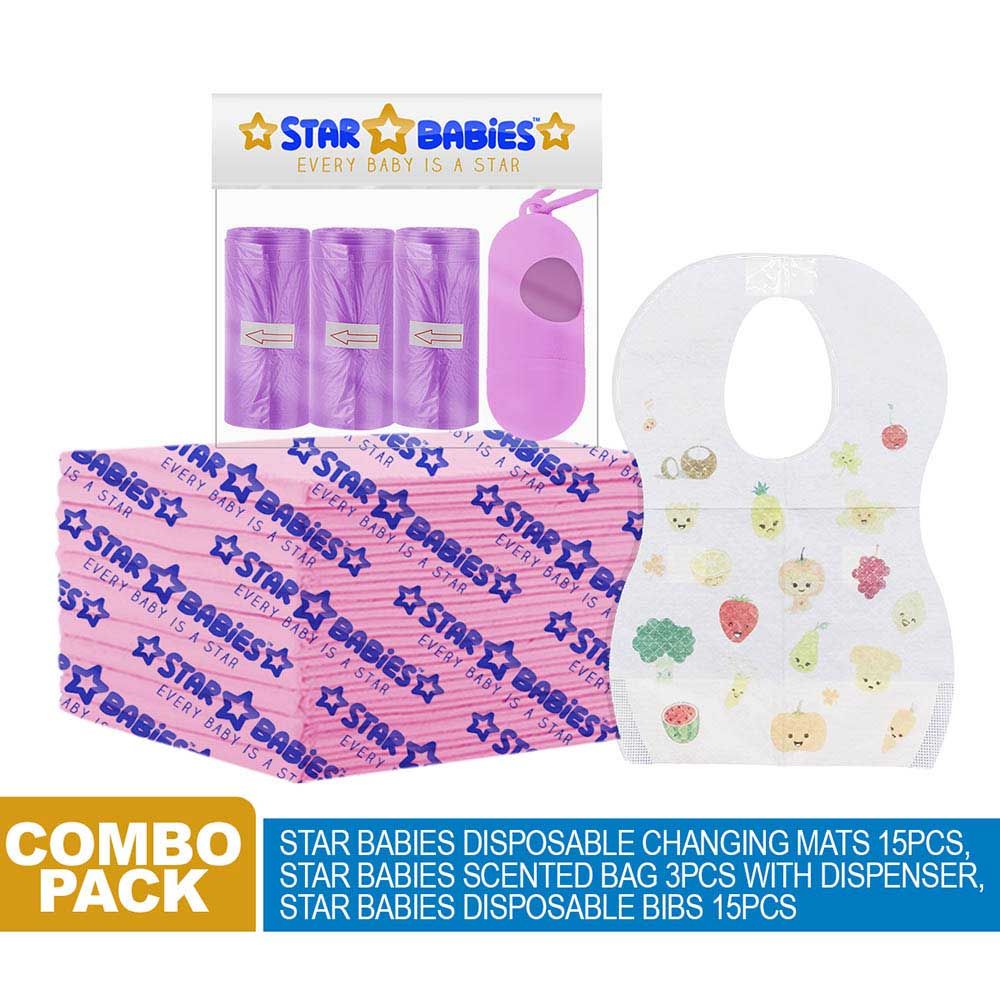 Star Babies - Changing Mat 15pcs, Bibs, Scented Bag w/ Dispenser