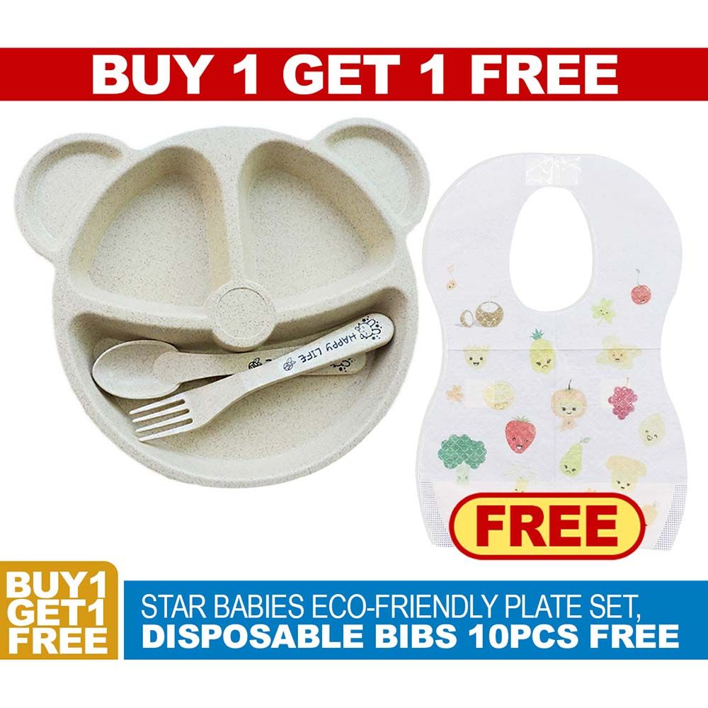 Star Babies - Baby Plate w/ Disposable Bibs 10pcs