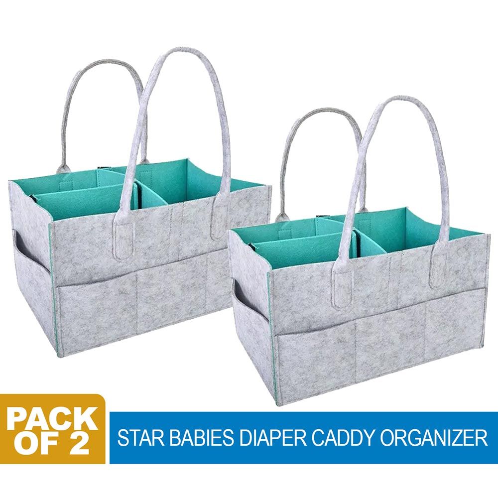 Star Babies - Diaper Caddy Organizer Pack Of 2 - Grey Green