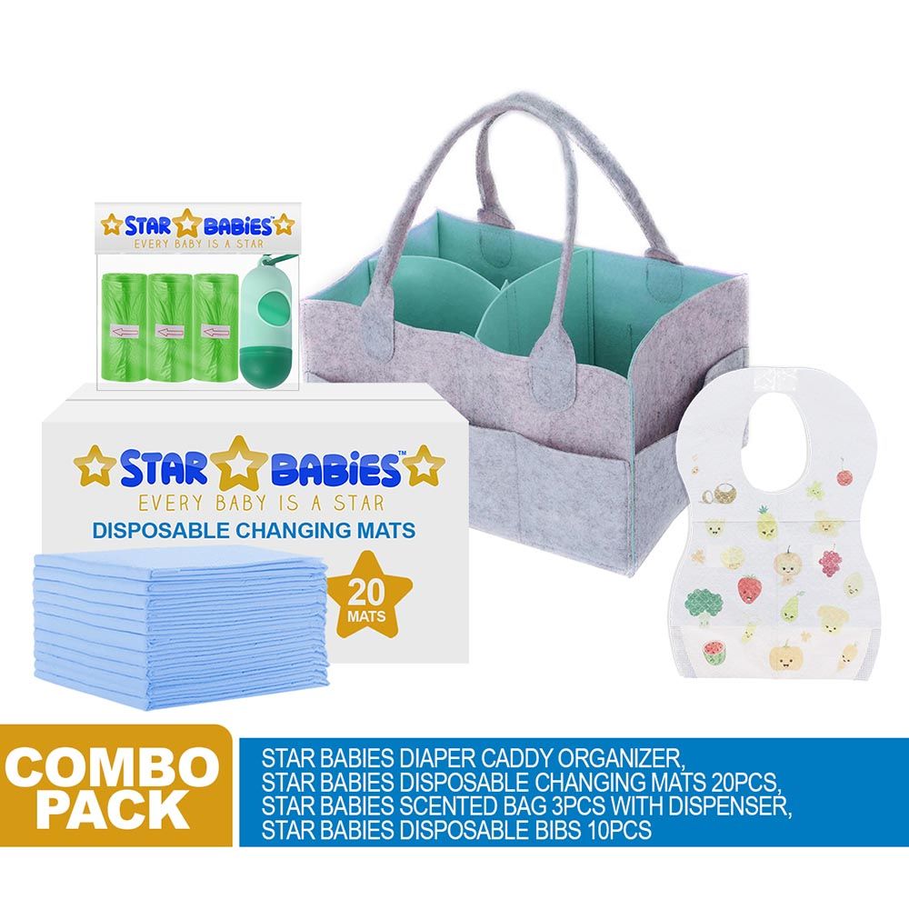 Star Babies - Diaper Bag, Changing Mat, Bibs, Scented Bag w/ Dispenser