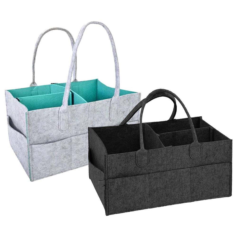 Star Babies - Diaper Caddy Organizer Pack Of 2 - Grey & Black