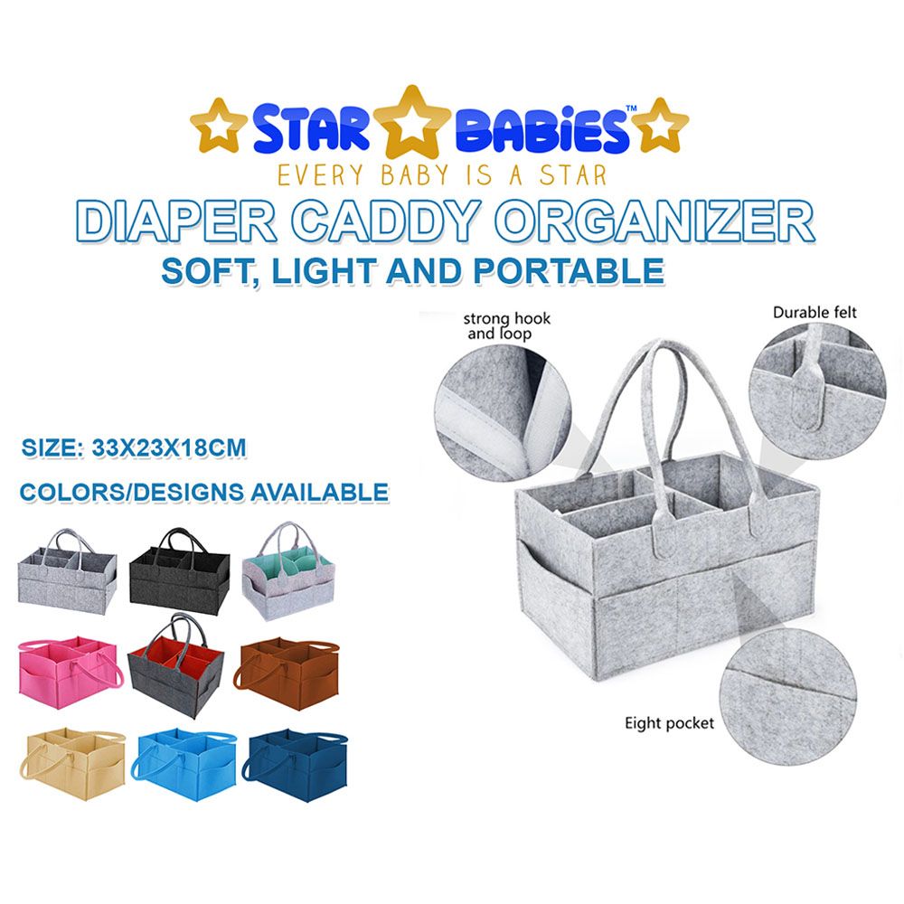 Star Babies - Diaper Caddy Organizer Pack Of 2 - Grey & Black