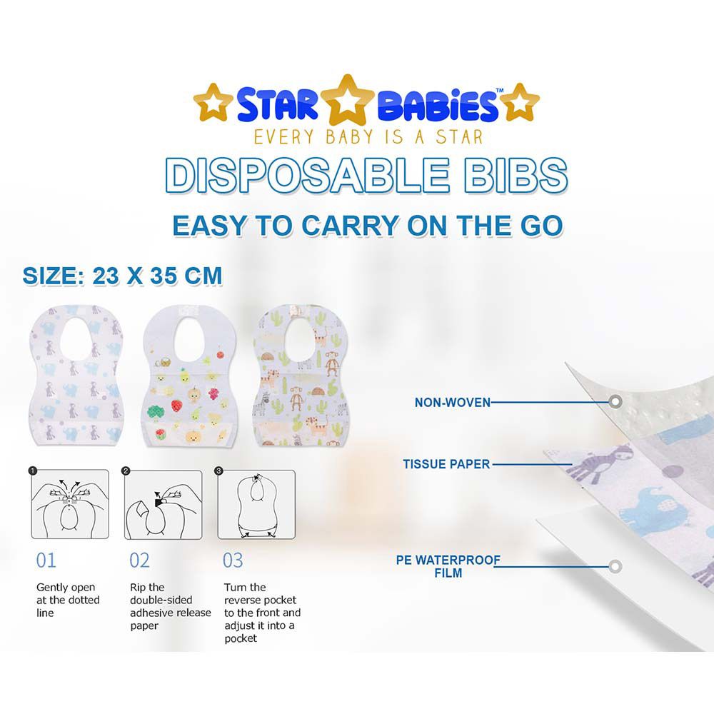 Star Babies - Caddy Diaper Bag w/ Disposable Bibs - 10pcs - Dark Blue/Pink