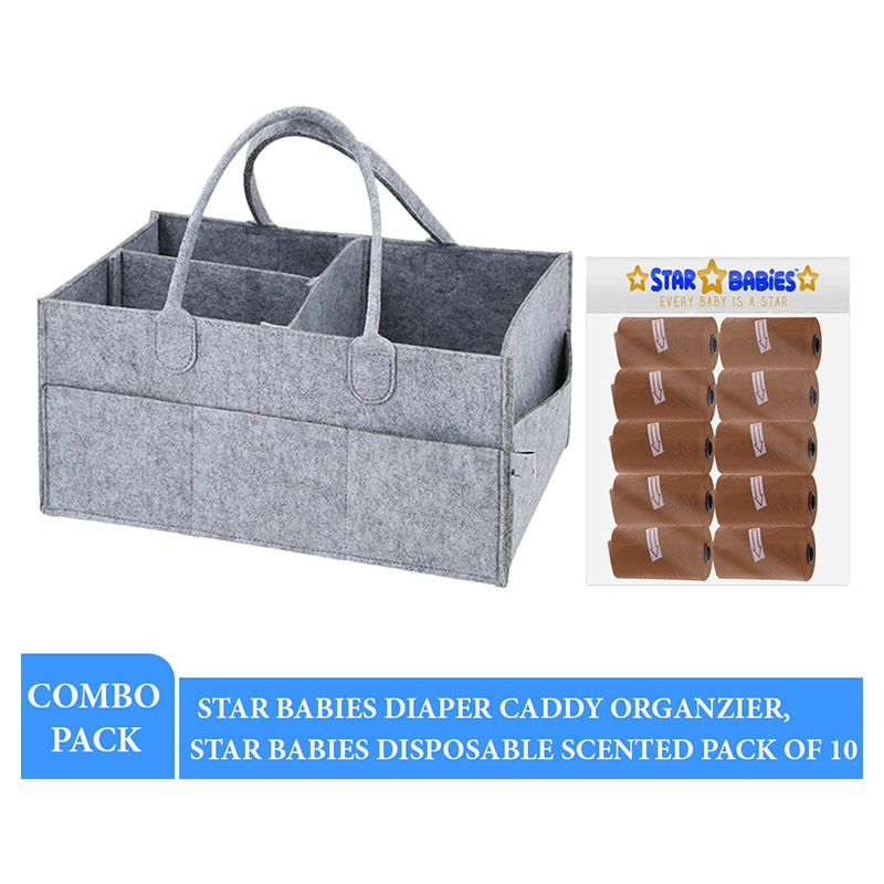 Star Babies - Caddy Diaper Bag w/ Scented Bag - 10pcs - Grey/Brown