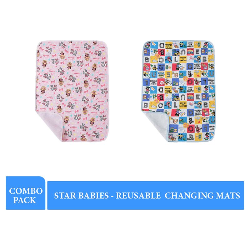 Star Babies - Reusable Changing Mat - Printed Pink & Printed Blue - 2pcs