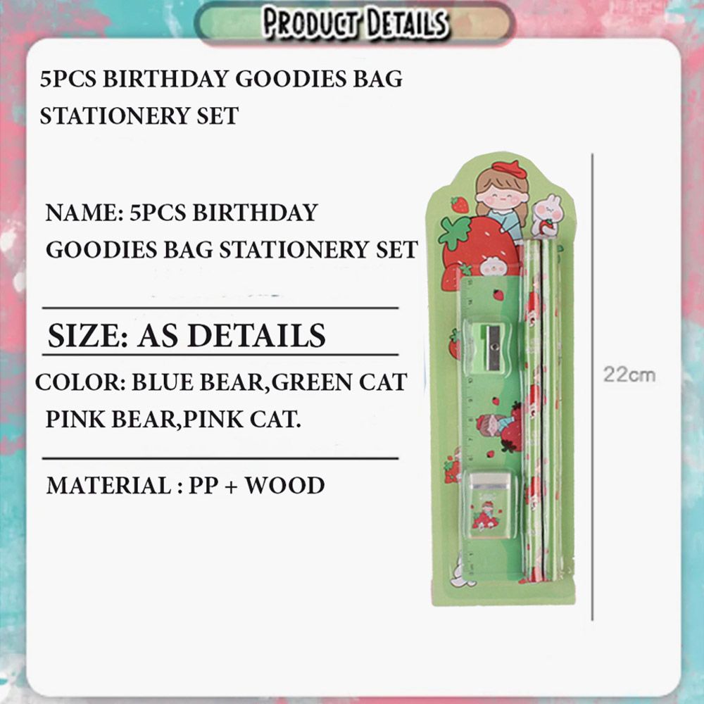 Star Babies - Strawberry Stationery Set - Pack Of 5 - Green