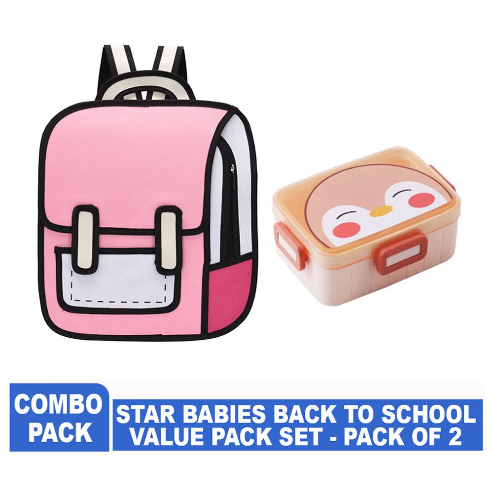 Star Babies - Kids School Bag - 10.24-Inch w/ Lunch Box - Pink