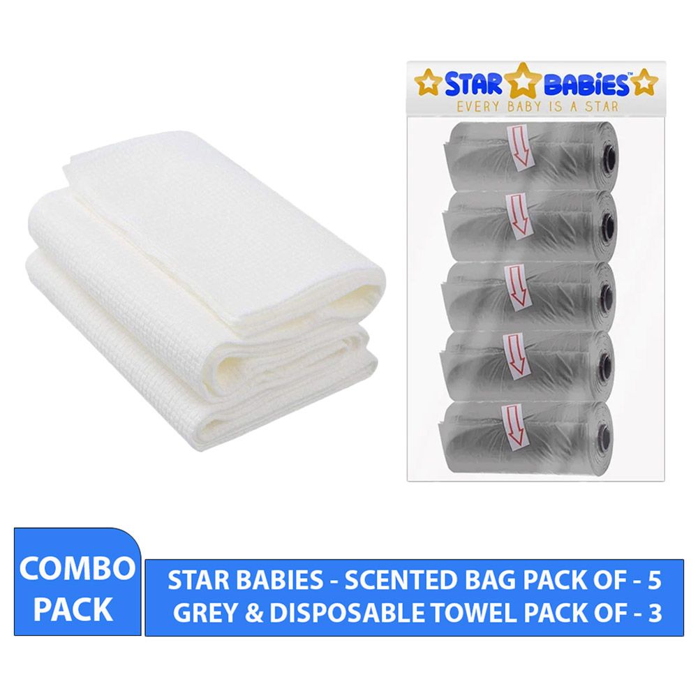 Star Babies - Scented Bag 5pcs w/ Disposable Towel 3pcs - Grey