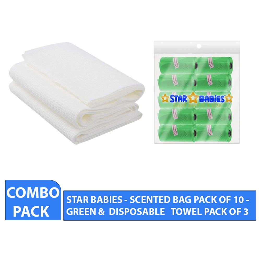 Star Babies - Scented Bag 10pcs w/ Disposable Towel 3pcs - Green