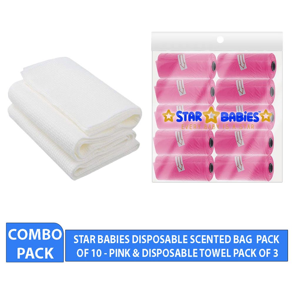 Star Babies - Scented Bag 10pcs w/ Disposable Towel 3pcs - Pink