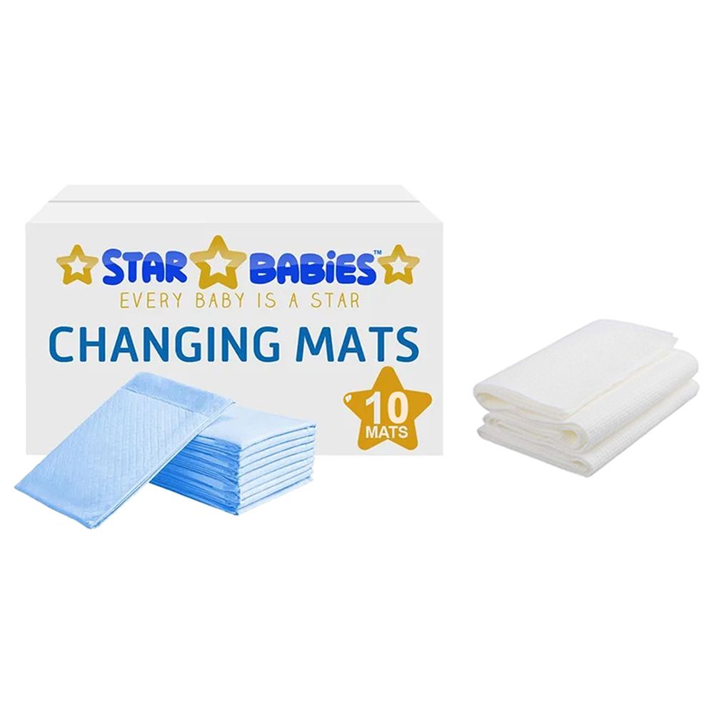 Star Babies - Disposable Changing Mat 10pcs w/ Disposable Towel 3pcs - Blue