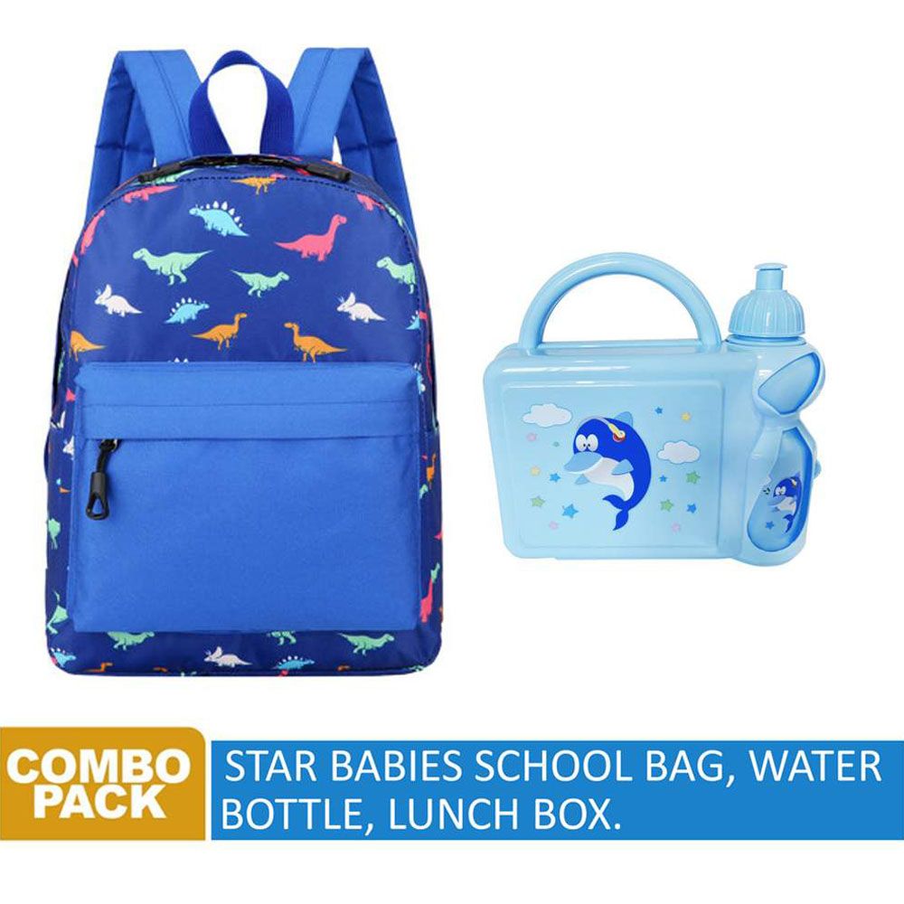 Star Babies - School Bag 13.8-inches & 2 Compartment Lunch Box - Blue